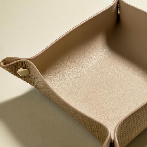 OLETHA Foldable Valet Tray, Travel Essentials, Raffia Embossed, Wheat - Image 4