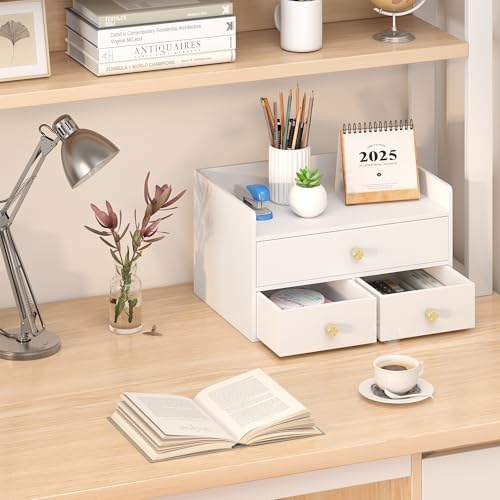 Bamboo Desk Organizer - Stackable, No Assembly Required, Ideal for Office/Home Use - Perfect for Toiletries, Stationery, Accessories. (White, Fence three Desk Organizer) - Image 6