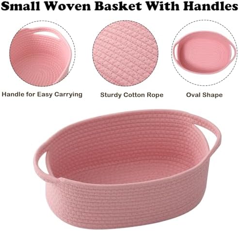 Pink Woven Rope Basket - Baby Gift Basket with Bag & Ribbon - Image 3