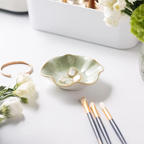 Mecaikru Ceramic Trinket Dish, 4in Ring Tray with Kiln Glaze Jewelry Dish - Image 4