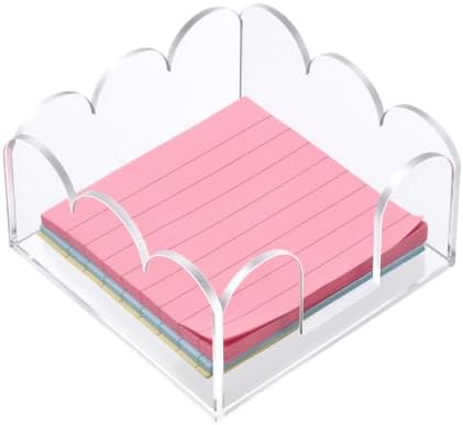 Scalloped Acrylic Sticky Note Holder 3"x3" Clear Cute Holder by Unknown