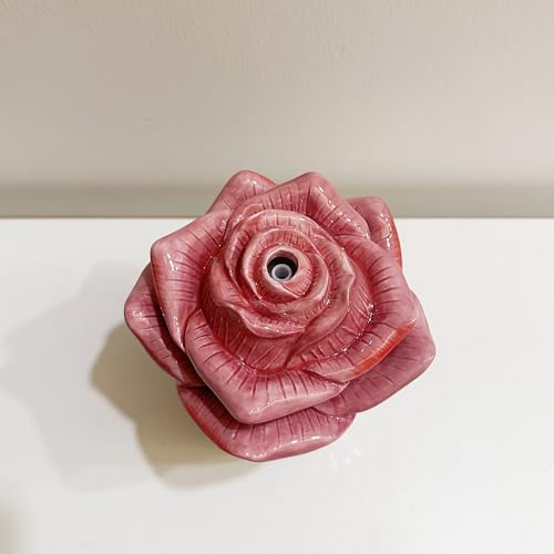 Ceramic Hand-Painted Rose Essential Oil Diffuser ，80 ml Timers Night Lights and Auto Off Function Home Office Humidifier (Rosered) - Image 5