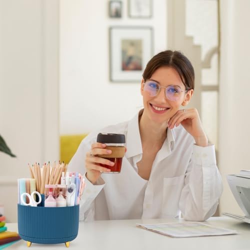 SKYDUE 360 Degree Rotating Desk Organizer, Dual-Purpose Pencil Pen Holder, Rotating Desk Pen Organizer with 5 Slots, Pencil Cup for Office, School, Home - Image 7