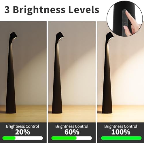 HAPYGI Cordless Rechargeable Reading Metal Table Lamp, 3-Level Brightness - Image 2