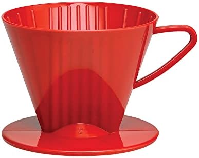 Fino Pour-Over Coffee Brewing Filter Cone, Number 2-Size, Red, Brews 2 to 6-Cups by Fino