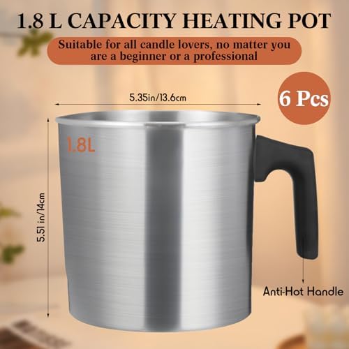 Ziliny 6 Pcs Candle Making Pouring Pot Wax Pouring Pitcher, 1.8 L - Image 2