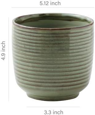 Ceramic Plant Pot, 5.12 Inch Small Planter with Unique Glaze, Home Decor Indoor Outdoor Flower Pot for Succulents Cactus Herbs, Living Room Office Decoration Farmhouse, Mint Green, No drainage hole - Image 4