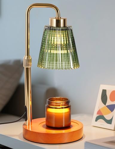 Green Candle Warmer Lamp with 24h Cycle Timer, Dimmable Wax Melt Warmer by GODONLIF
