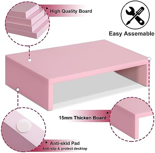 TEAMIX Pink Monitor Stand Riser, Small - Image 5