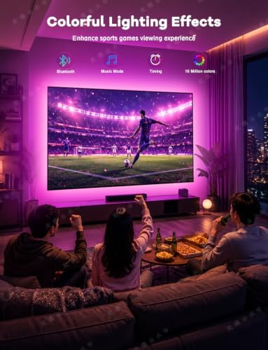 MATICOD LED Lights for TV, 13.1ft TV Lights for 45-60in, Music Sync Color Changing Tv Backlight with Bluetooth Smart App Remote Control, USB Powered RGB 5050 RGB Strip Light for Xmas Decor - Image 2