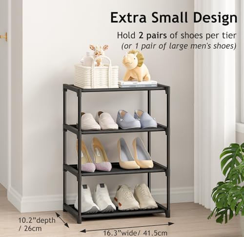 Autonomier 4 Tier Extra Small Shoe Rack (16.3" Wide), Space Saver Shelf - Image 5