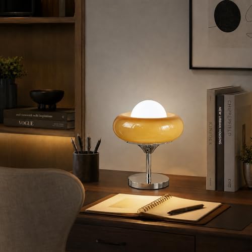 Caramel Orange Glass Table Lamp,for Bedroom and Nightstand,MCM Style - Image 3
