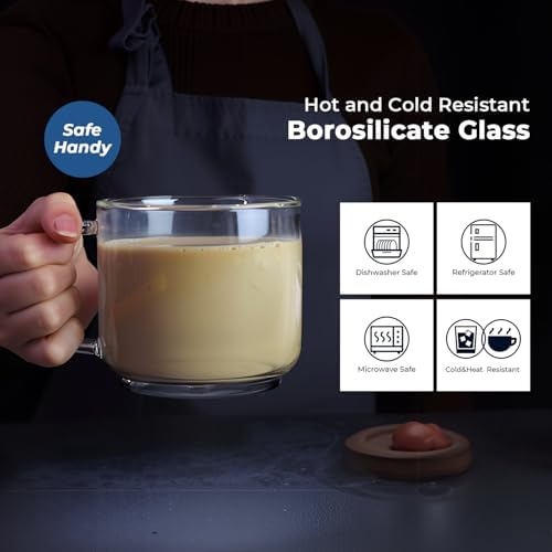 Aquach 18oz Glass Coffee Mugs Set of 2, Large Clear Borosilicate Cups - Image 4