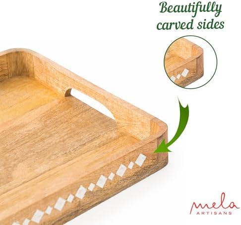 Mela Artisans Rounded Mango Wood Serving Tray - Natural, 15x10 in - Image 6