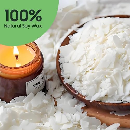 Candle Making Wax Soy Wax for Candle Making Supplies, 2.2lb Natural Soy Wax Flakes, Paraffin Wax for Candle Making Kit, 100 Cotton Candle Wicks &100 Wick Stickers & 2 Wicks Holder - Image 2