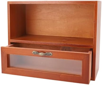 Mingzhe Solid Wood Desk Organizer with Display Shelf and Clear Drawer, by Unknown
