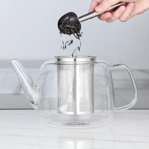 Easyworkz Borosilicate Glass Teapot 50oz with Large Stainless Steel Removable Loose Tea Infuser for Fruit Herbal and Infusion - Image 6