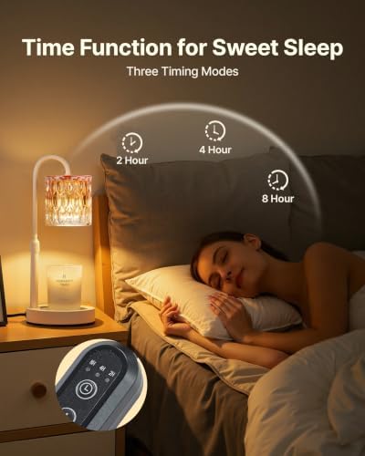 CASTLELIFE Dimmable Candle Warmer Lamp with Timer, Height Adjustable Candle Warmer for Jar Candles, Electric Wax Melt Warmer for Home Decor House Warming Gifts, Birthday Gifts for Women, Apricot-Glass - Image 6