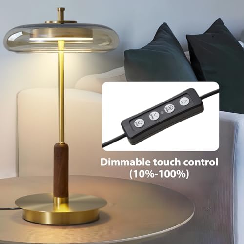 Brass Base Mushroom Table Lamp, 15.4 in, Amber Glass Shade - Image 4