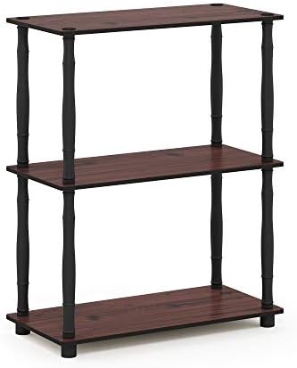 Furinno Turn-N-Tube 3-Tier Compact Multipurpose Shelf Display Rack with Classic Tube, Dark Cherry/Black - Image 5