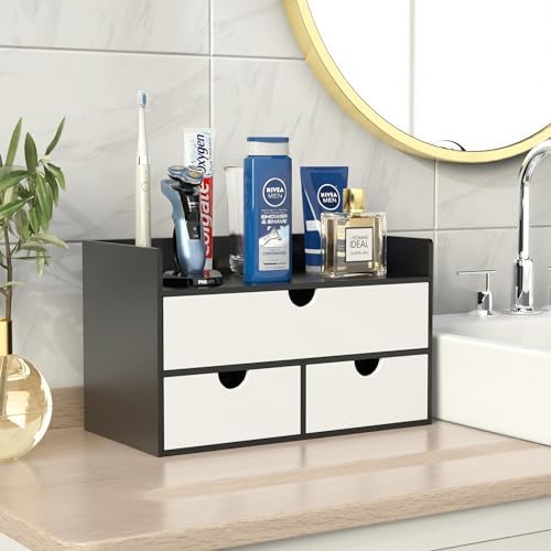 Bamboo Desk Organizer with Drawers, Desktop Storage for Office Supplies - Image 5