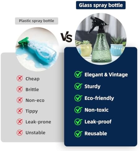 Glass Plant Mister Spray Bottle for Inside 13oz - Fine Mist, Forest Green - Image 4