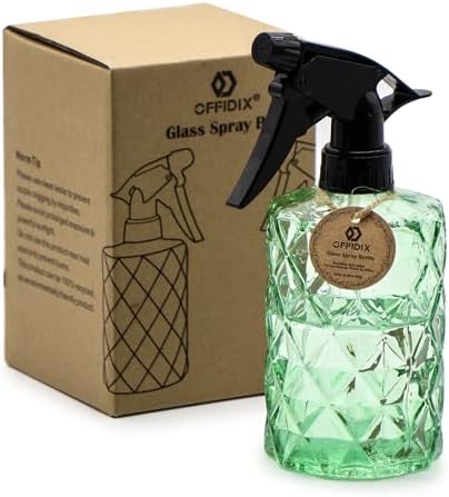 OFFIDIX Fine Mist Plant Mister, Handheld Pressure Glass Spray Bottles, 0.35L/11.8oz Watering Can with Adjustable Nozzle for Outdoor Indoor Gardening and Cleaning Work (Green) by Offidix