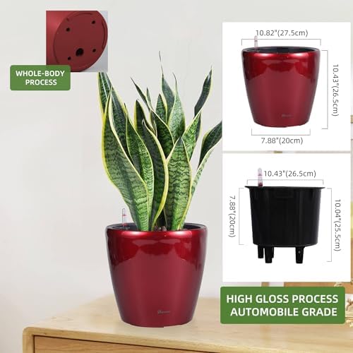 Dexceder 11x10 Self Watering Planter (Red High Gloss) - Image 3