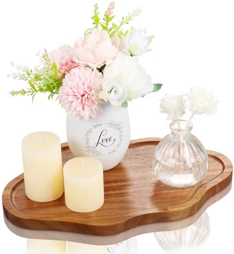 Small Decorative Tray Wood Decorative Serving Tray for Candles Perfume, Cloud Wooden Jewelry Tray Trinket Dish, Wooden Trays for Coffee Table Home Decor by BIEOFFEI