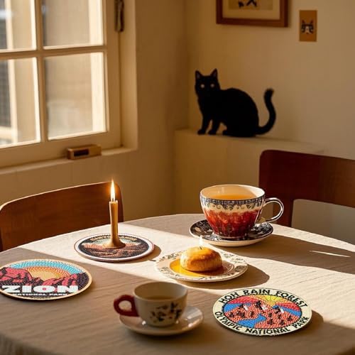 8 Pcs National park Diamond Art Coasters Kits,Diamond Painting Coasters ﻿ ﻿ - Image 3