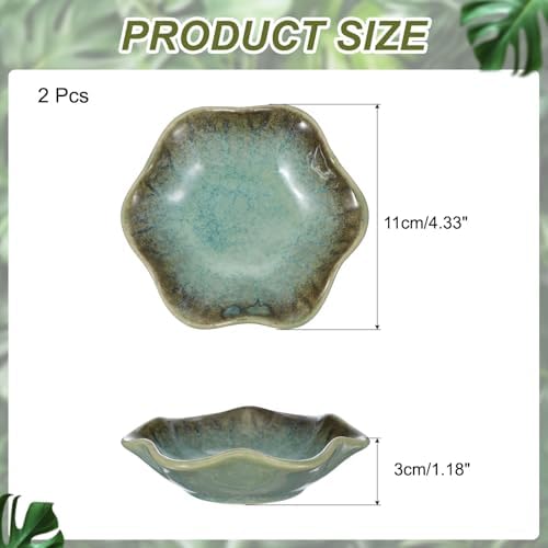uxcell 2Pcs Ceramics Jewelry Plate, Lotus Leaf Shape Key Holder Bowl for Entryway Table Decor Small Ring Tray Dish Gift for Women Girlfriend, Grass Green - Image 2