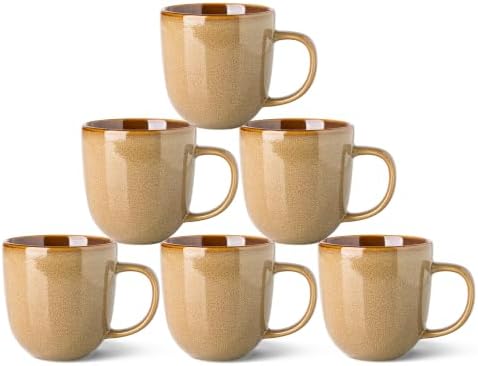 LERATIO Ceramic Coffee Mugs Set of 6,12oz Handmade Coffee Mugs Set by LeRatio