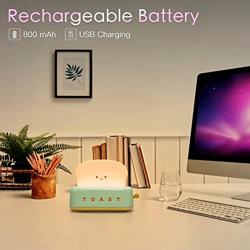 TOOGE Desk Decor Cute Green Toast Lamp Small Desk Lamp Night Light for Kids - Image 5