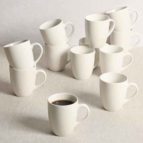 Gibson Home Great Essentials 12 Ounce Porcelain Coffee Mugs - Set of 12 - Cups for Latte, Hot Tea, Cappuccino, Mocha, Espresso, Cocoa - Image 4