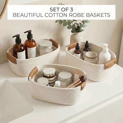 Beautiful Storage Basket Set of 3 - Sturdy Rope Baskets for Shelves - Image 3