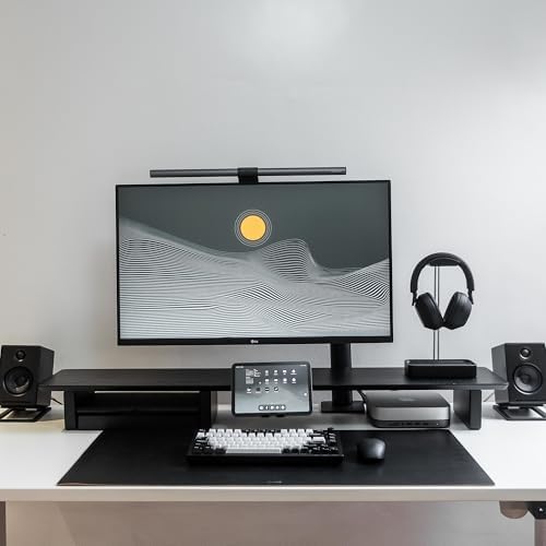 Raico Desk Cockpit Shelf Monitor Stand System Dual Screen Setup Wood Large Desk Accessory Organizer Unit (Black Wood, Full Length v2 | 45.7 Inches) - Image 2
