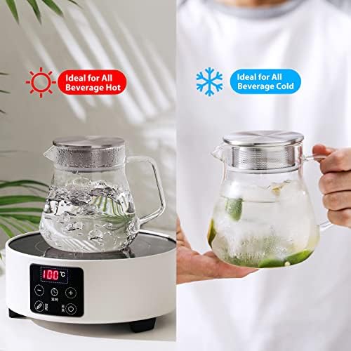 CNGLASS Small Glass Teapot with Stainless Steel Filter Lid,15oz(450ml) Glear Tea Kettle Stovetop Safe,Borosilicate Glass Tea Pots for Blooming and Loose Leaf Tea - Image 7
