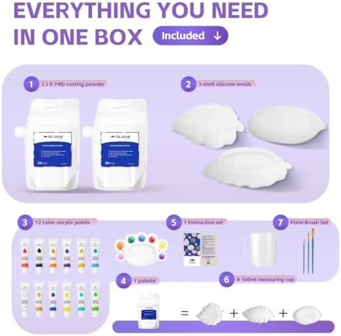 Complete Gypsum Casting Kit for Adults – Make 2 Sets of 6 Leaf Trays, DIY Home Decor Craft Kit for Women & Beginners, Water-Activated Fast Curing Plaster Kit with Acrylic Paints for Date Night & Gifts - Image 6