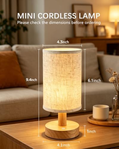 CHLORANTHUS Mini Rechargeable Cordless Table Lamp – 4000mAh Battery Bedside Lamp, Touch Control Dimmable LED Light with 3 Color Modes, Portable Night Light for Decor for Bedroom & Living Room - Image 3