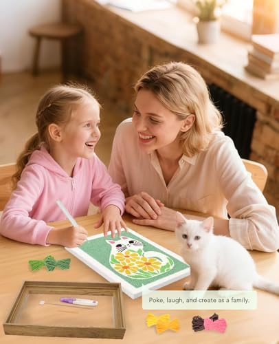 AceList Punch Needle Kit with Wood Frame, Cat Pattern, for Beginners - Image 5