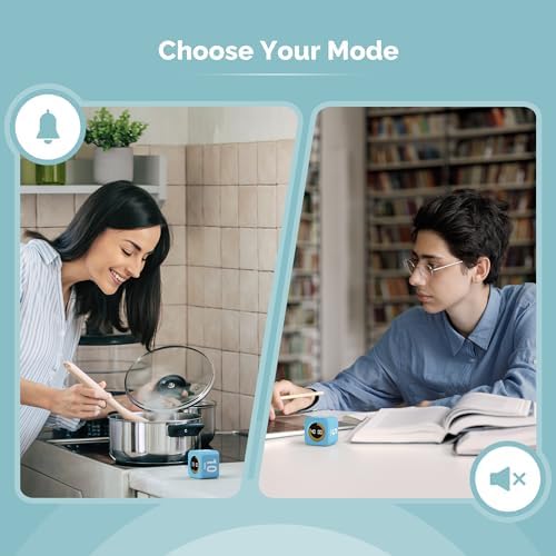 KADAMS Visual Timer – Cube Pomodoro Timer, LED Countdown Ring & Count Up Mode, Silent Flip Productivity Timer for Study, Classroom, Office, Cooking (Blue 5-10-25-50 min) - Image 5