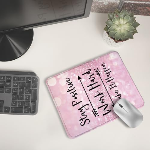 Inspirational Mouse Pad, Stay Positive Work Hard Make It Happen Motivational Positive Pink Glitter Mouse Pads for Wireless Mouse Computers Laptop Desk Accessories, 9.5x7.9 Inch - Image 6