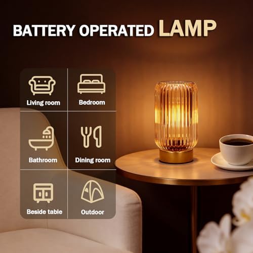 MJ PREMIER Battery Operated Lamp, Small Cordless Lamp with Timer, Yellow - Image 5