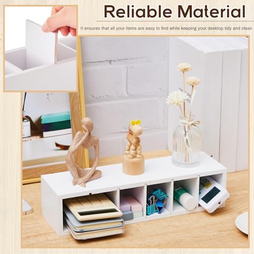 Jetec Wooden Pencil Pen Holder for Desk, White, 6 Compartments - Image 4