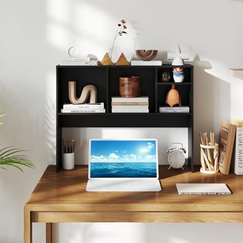 GIANTEX Desktop Bookshelf, Countertop Storage Hutch with 4 Shelves for Computer Desk, Dressing Tabletop Display Rack, Multipurpose Desk Hutch Storage Organizer for Home Office Dorm (Black) - Image 6