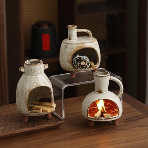 Ceramic Incense Holder, Mini Palo Santo Burner Chimney for Palo Santo Sticks, Cone Incense and Sage Smudging, Handmade Cone Incense Holder Burner for Yoga, Meditation, and Energy Cleansing (Retro 01) - Image 6