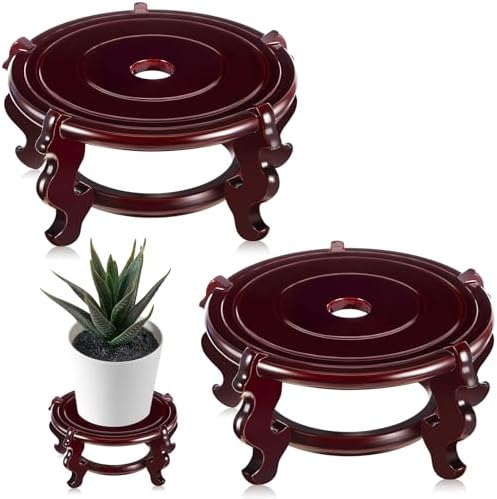 Geetery 2 Pcs 4–12 in Oriental Wooden Plant Stand Indoor Vase Stand, 6 in by Geetery