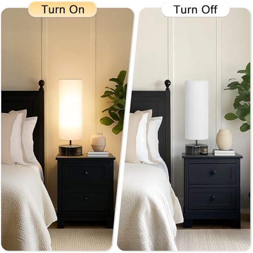 Touch Table Lamp, 3-Way Dimmable Bedside Lamp with Cylinder Fabric Shade - Image 4
