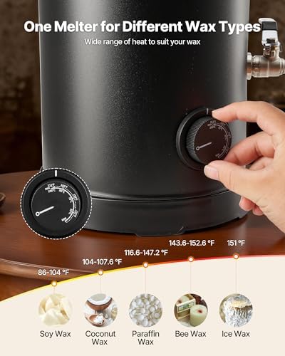 VEVOR 16Lbs Wax Melter for Candle Making, Fast and Even Heating, with Easy Pour Spout and Temperature Control, Hourglass Base for Non-Stick Smooth Flow, Wax Melting Pot for Making Candles Soaps - Image 6
