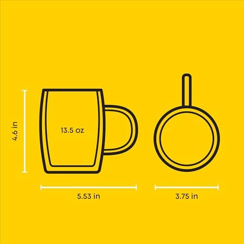 JoyJolt Double Wall Glasses 13.5-Ounce Insulated Mugs Double Walled Glass Cups For Coffee Tea Set of 2 - Image 2